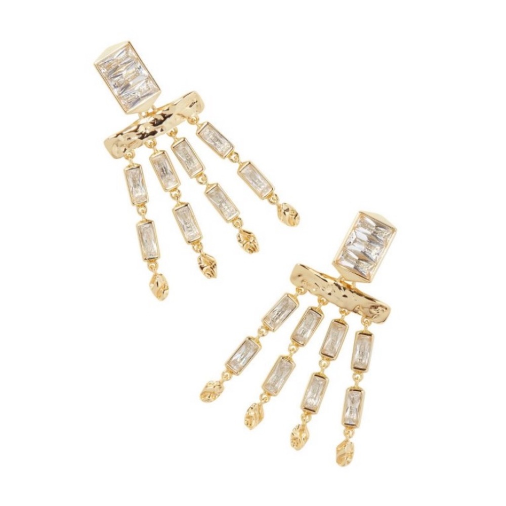 Kendra Scott Jessa Crystal 14K Gold Over
Brass Tassel Earrings  NWT